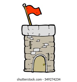 freehand drawn cartoon old castle tower