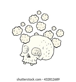 freehand drawn cartoon old skull