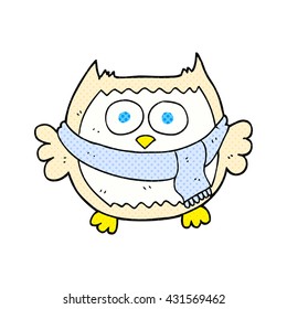freehand drawn cartoon owl wearing scarf