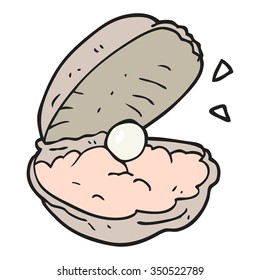 freehand drawn cartoon oyster with pearl