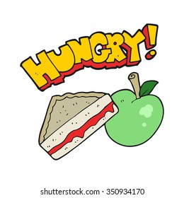 freehand drawn cartoon packed lunch