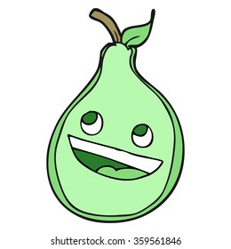 freehand drawn cartoon pear