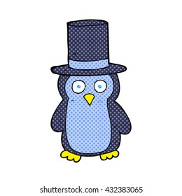 freehand drawn cartoon penguin wearing hat