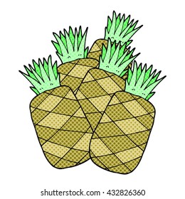 freehand drawn cartoon pineapples