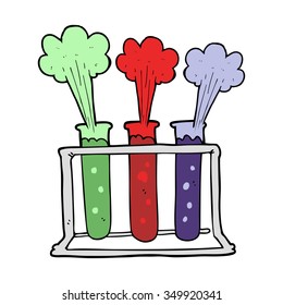 freehand drawn cartoon rack of test tubes exploding