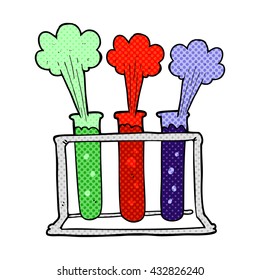freehand drawn cartoon rack of test tubes exploding
