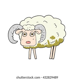 freehand drawn cartoon ram covered in mud