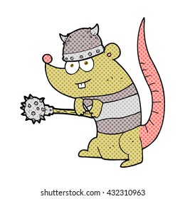 freehand drawn cartoon rat warrior
