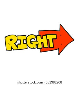 freehand drawn cartoon right symbol pointing