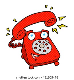 freehand drawn cartoon ringing telephone