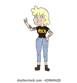 freehand drawn cartoon rock girl