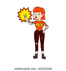 freehand drawn cartoon rock girl