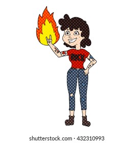 freehand drawn cartoon rock girl