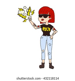 freehand drawn cartoon rock woman