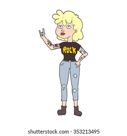 freehand drawn cartoon rocker girl