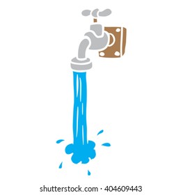 freehand drawn cartoon running faucet illustration