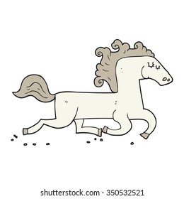 freehand drawn cartoon running horse