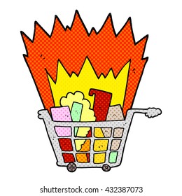 freehand drawn cartoon shopping trolley