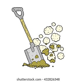 freehand drawn cartoon shovel in dirt