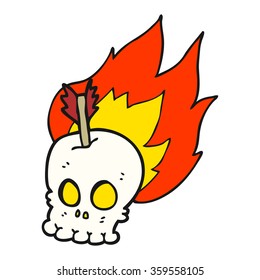 freehand drawn cartoon skull with arrow