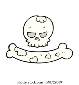 freehand drawn cartoon skull and bone symbol