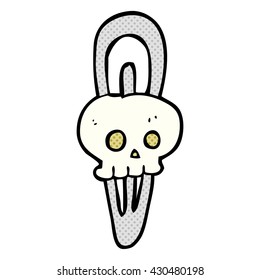 freehand drawn cartoon skull hairclip
