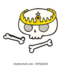 freehand drawn cartoon skull wearing tiara
