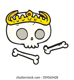 freehand drawn cartoon skull wearing tiara