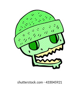 freehand drawn cartoon skull wearing hat