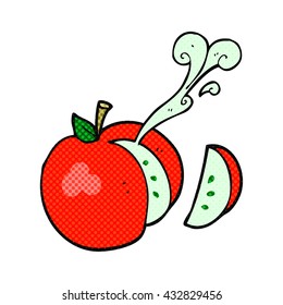 freehand drawn cartoon sliced apple