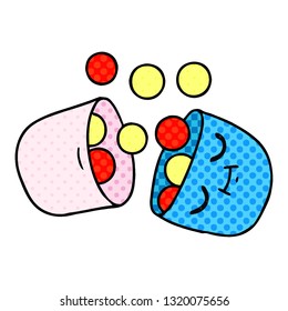 freehand drawn cartoon of a smiling pill