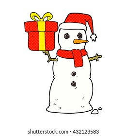 freehand drawn cartoon snowman