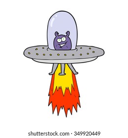 freehand drawn cartoon space alien