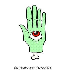 freehand drawn cartoon spooky eye hand