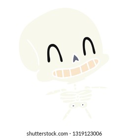 freehand drawn cartoon of spooky kawaii skeleton