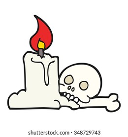 freehand drawn cartoon spooky skull and candle