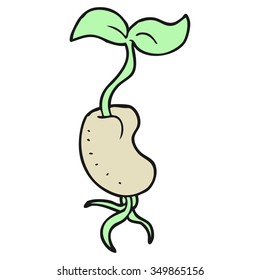 freehand drawn cartoon sprouting seed