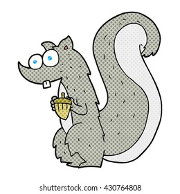 freehand drawn cartoon squirrel with nut