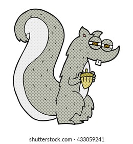 freehand drawn cartoon squirrel with nut