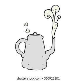 freehand drawn cartoon steaming  coffee pot