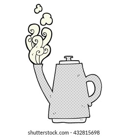 freehand drawn cartoon steaming coffee kettle