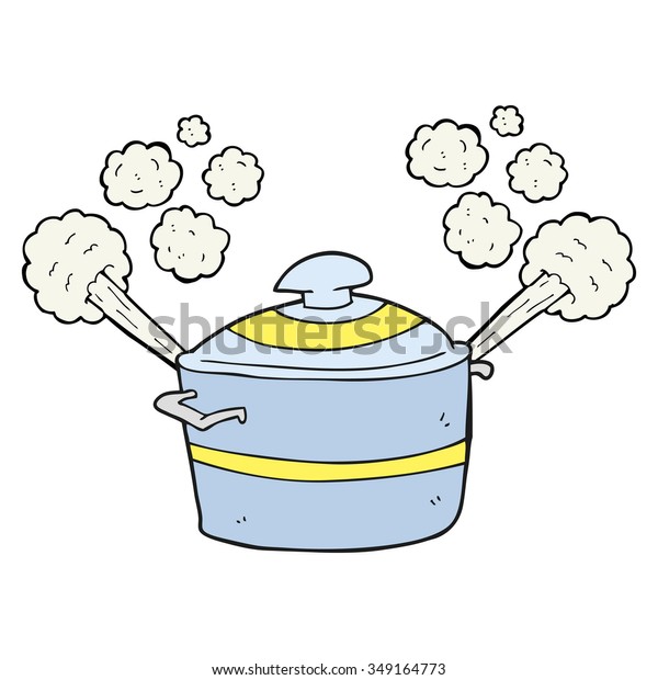 Freehand Drawn Cartoon Steaming Cooking Pot Stock Vector (Royalty Free