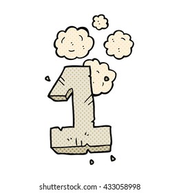 freehand drawn cartoon stone number one