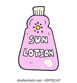 freehand drawn cartoon sun lotion