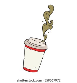 freehand drawn cartoon take out coffee