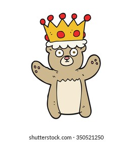 freehand drawn cartoon teddy bear wearing crown