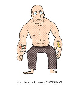 freehand drawn cartoon tough man