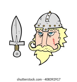 freehand drawn cartoon viking warrior