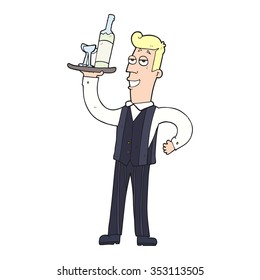freehand drawn cartoon waiter