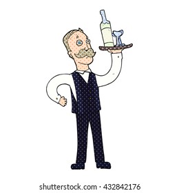 freehand drawn cartoon waiter